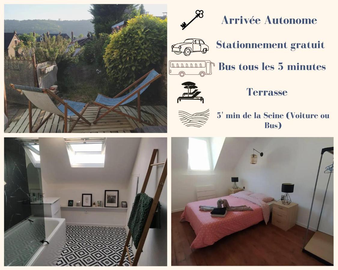 Deville-les-Rouen Le Nid Normand Avec Terrasse - Stationnement Facile Et Gratuit - 5 Min Seine 아파트 외부 사진